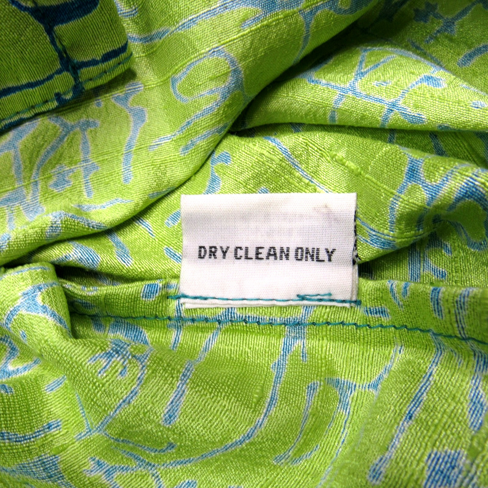 Yak Magik Womens Silk Shirt Medium Green Blue Vintage 90s Statement Eclectic Art - Picture 8 of 9